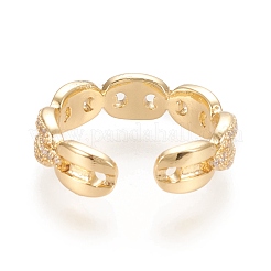 Adjustable Brass Micro Pave Clear Cubic Zirconia Cuff Rings&nbsp;RJEW-M133-09G