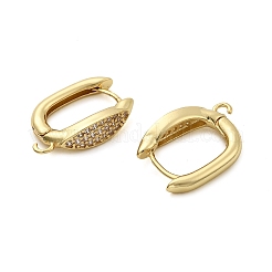 Horse Eye Brass Micro Pave Cubic Zirconia Hoop Earring Findings&nbsp;KK-C134-25G