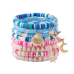 4Pcs 4 Styles Polymer Clay Heishi Beads Stretch Bracelets Sets&nbsp;BJEW-JB05909