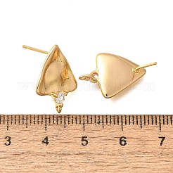Brass Micro Pave Cubic Zirconia Stud Earring Findings&nbsp;KK-Z092-05G