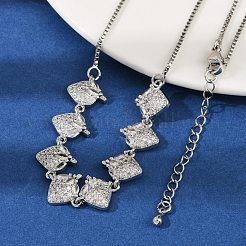 Brass Micro Pave Clear Cubic Zirconia Fruit Bib Necklaces&nbsp;NJEW-F342-01A-P