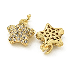 Rack Plating Brass Micro Pave Clear Cubic Zirconia Charms&nbsp;KK-Z067-23G-04
