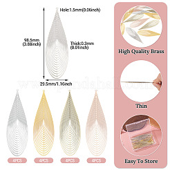 16Pcs 4 Colors Brass Filigree Pendants&nbsp;KKC-TA0001-08A