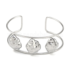 Non-Tarnish 304 Stainless Steel Wide Textured Open Cuff Bangles&nbsp;BJEW-Q348-05P-12