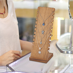 Cedarwood Jewelry Slan Back Pendant Necklace Organizer Display Stands&nbsp;ODIS-WH0078-23