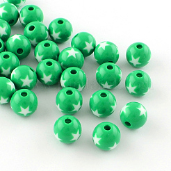 Star Pattern Opaque Acrylic Beads&nbsp;X-SACR-R882-20mm-M