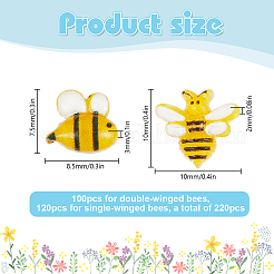 220Pcs 2 Styles Bees Resin Nail Art Cabochons&nbsp;RESI-DR0001-06