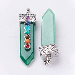 Natural Green Aventurine with Synthetic & Natural Mixed Stone Chakra Big Pendants&nbsp;G-E415-A10