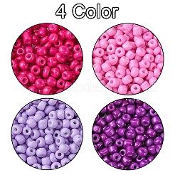 800pcs 4 Colors Baking Paint Glass Round Seed Beads&nbsp;SEED-FS0001-21A