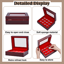 12-Slot Wood Championship Ring Display Cases&nbsp;CON-WH0123-25