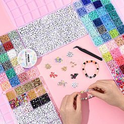 DIY Flat Round/Disc Handmade Polymer Clay Beaded Bracelets Jewelry Making Kits&nbsp;DIY-YW0012-94