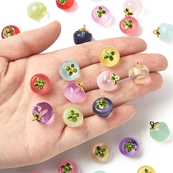 24Pcs 12 Colors Transparent Glass Apple Pendants&nbsp;DGLA-FS0001-15