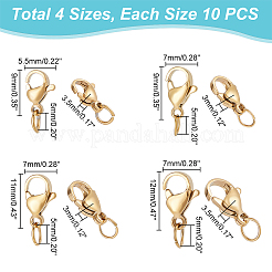 40Pcs 4 Styles 304 Stainless Steel Lobster Claw Clasps&nbsp;STAS-UN0040-73