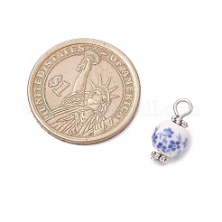10Pcs Handmade Flower Printed Porcelain Pendants&nbsp;PALLOY-JF04143-01-S
