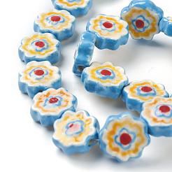 Handmade Porcelain Flower Beads Strands&nbsp;PORC-G006-14A