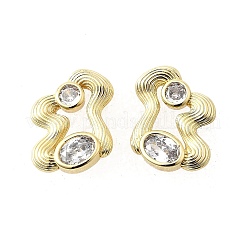 Brass Micro Pave Clear Cubic Zirconia Stud Earrings&nbsp;EJEW-V011-06G