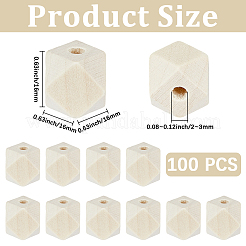 100Pcs Unfinished Wood Faceted Cube Beads&nbsp;WOOD-PA0001-75A