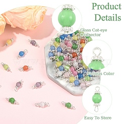 100Pcs 10 Colors Cat Eye Connector Charms&nbsp;PALLOY-YW00176