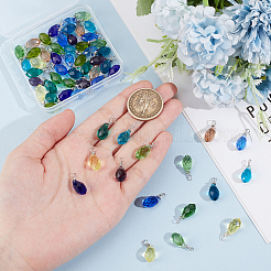 72Pcs 12 Colors Glass Pendants&nbsp;PALLOY-GA00011