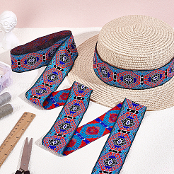 Hexagon Pattern Vintage Jacquard Polyester Ribbon&nbsp;OCOR-WH0107-12A