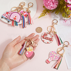 6Pcs 6 Styles Valentine's Day Wooden Keychain&nbsp;KEYC-SP0001-07