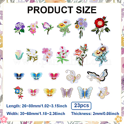 23Pcs Polyester Computerized Embroidery Cloth Iron on Sew on Patches&nbsp;PATC-WH0028-037