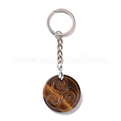 Natural Tiger Eye Triskele/Triskelion Pendant Keychain&nbsp;KEYC-A031-01P-03