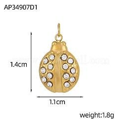 304 Stainless Steel Micro Pave Cubic Zirconia Pendants&nbsp;STAS-OY006-53G