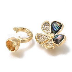 Brass Black Lip Shell Fold Over Clasps&nbsp;KK-K389-137G