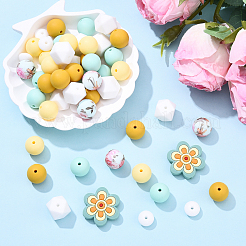 57Pcs 7 Styles Food Grade Silicone Focal Beads&nbsp;SIL-YW0001-70