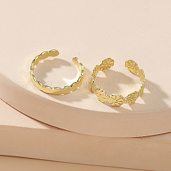 2Pcs Adjustable Retro Iron Flower Cuff Toe Ring Sets&nbsp;II7704