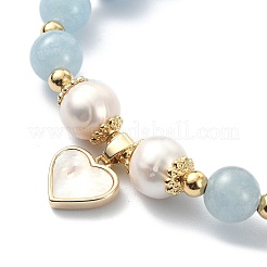Natural Mixed Gemstone & Pearl Beaded Stretch Bracelet&nbsp;BJEW-JB09360