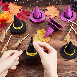 12Pcs 2 Colors Polyester Witch Hats&nbsp;AJEW-CP0005-50