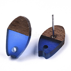 Transparent Resin & Walnut Wood Stud Earring Findings&nbsp;LS-MAK-N032-010A-A01