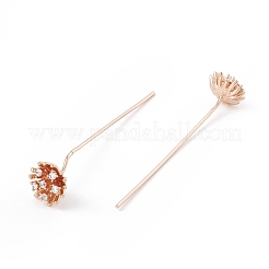Brass Micro Pave Clear Cubic Zirconia Flower Head Pins&nbsp;KK-G413-01KCG