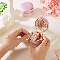 Portable Travel Round Velvet Jewelry Set Storage Zipper Boxes&nbsp;CON-TAC0001-11B