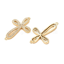 Brass Micro Pave Clear Cubic Zirconia Connector Charms&nbsp;CU-CBA4579-08G-B