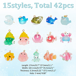 42Pcs Marine Oorganism Transparent Resin Pendants&nbsp;RESI-WR0001-08