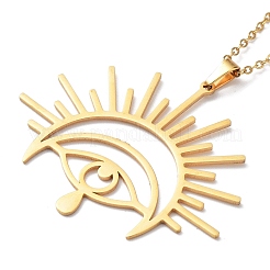 201 Stainless Steel Sun with Eye Pendant Necklace with Cable Chains&nbsp;NJEW-Q317-02G