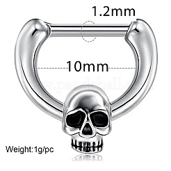 304 Stainless Steel Skull Circular/Horseshoe Barbell Nose Rings&nbsp;WG89838-01