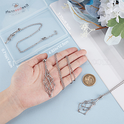 3Pcs 3 Styles 304 Stainless Steel Macrame Pouch Necklace Making for Gemstone Nuggets&nbsp;NJEW-BBC0001-25