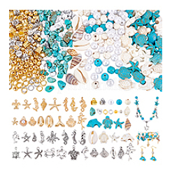 DIY Synthetic Turquoise & Shell Beads Finding Kits&nbsp;DIY-PH0031-46