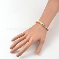 Children's Day Gift Dyed  Round Wood Beaded Kids Stretch Bracelets&nbsp;BJEW-JB02014