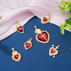 6Pcs 6 Styles Brass Micro Pave Cubic Zirconia Pendants&nbsp;KK-TA0008-40