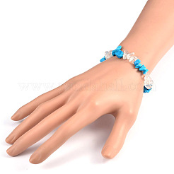 Chips Gemstone Beaded Stretch Bracelets&nbsp;X-BJEW-JB01825-04