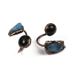 Brass with Mixed Gemstone Cuff Rings&nbsp;RJEW-Z112-01R