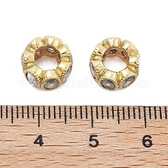 Brass Micro Pave Clear Cubic Zirconia Rondelle European Beads&nbsp;KK-Q006-45G
