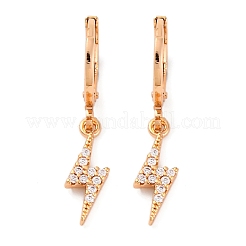 Brass Micro Pave Clear Cubic Zirconia Leverback Earrings&nbsp;EJEW-K300-22G