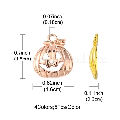 20Pcs 4 Colors Tibetan Style Halloween Pumpkin Jack-O'-Lantern Alloy Pendants&nbsp;TIBEP-YW0001-44