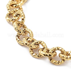 Ion Plating(IP) 304 Stainless Steel Textured Rolo Chain Bracelet&nbsp;BJEW-K226-02G